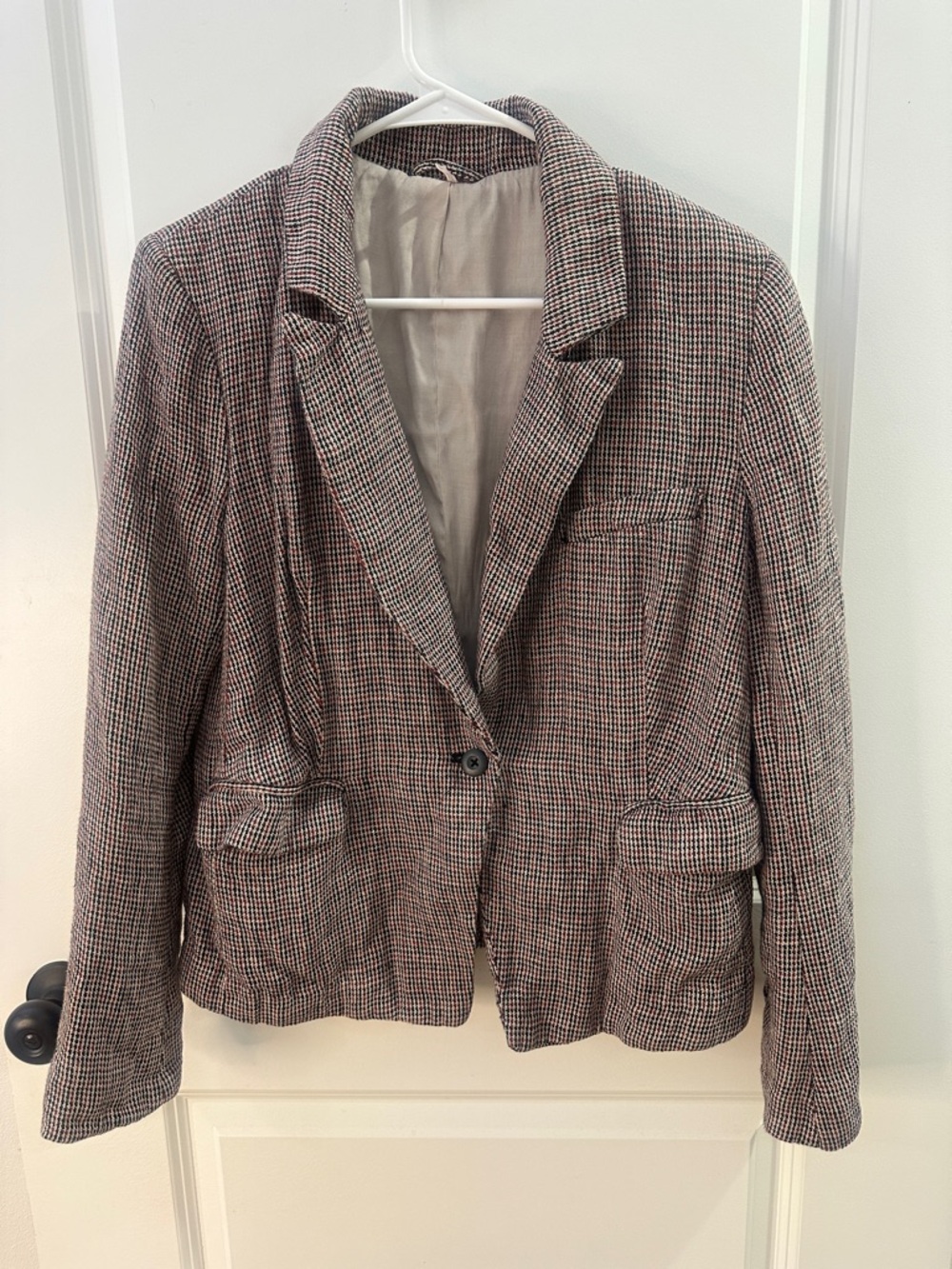 Free People Plaid Blazer in Brown and Black Size Small